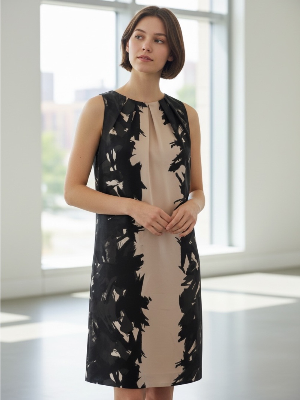 Ann Taylor Black and White Sleeveless Dress
